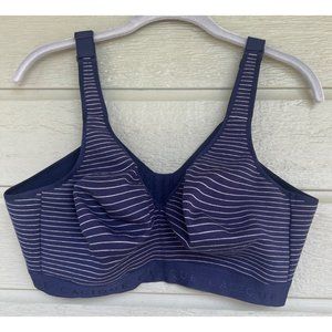 Cachique Womens Bra Size 42D Soft T-shirt Bra Blue Striped Adjustable Wireless